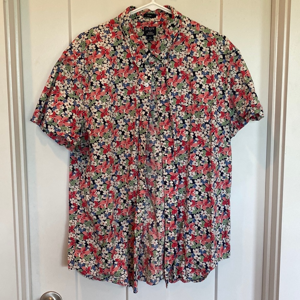 JCrew Floral Short Sleeve Button Down